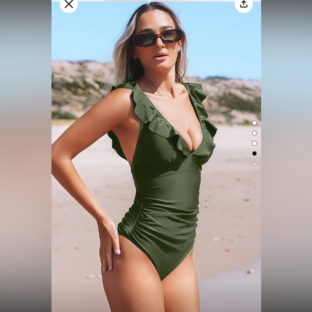 NWT Women’s Cupshe Ruffle Lace-up Monokini One-Piece Swimsuit